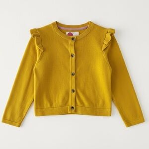 NWT Mini Boden Yellow Ruffle Cotton Cardigan Sweater | Girls 2-3Y